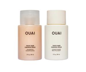 OUAI Thick Hair Shampoo & Conditioner Set Travel Size - Moisturizing Shampoo & Conditioner - With Keratin Marshmallow Root Shea Butter & Avocado Oi