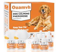 Ouamvh Dog Calming Diffuser, 6 in 1 Puppy Pheromones Calming Diffuser, Relaxing Pheromone Plug in Kit for Dogs Relief Stress Anxiety Fighting Scratching Peeing Accidents, 2 Diffuser 4 Refill(48ml)