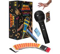 ouaohu Grab Microphone Music Board Game, Pass the Mic with 280 Song Lyrics (140 Cards) and 10 Blank Cards, 2-10 Players Karaoke Party Game for Family, Fun Misheard Lyrics Music Hilarious Games