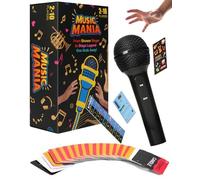 ouaohu Grab Microphone Music Karaoke Game, Drop the Mic with 280 Song Lyrics (140 Cards) and 10 Blank Cards, 2-10 Players Board Card Party Game for Family, Fun Misheard Lyrics Music Hilarious Games