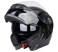 Oubaiya Full Face Motorcycle Helmet, Flip cover,Modular Motorbike Helmet with Double Sun Visors, for Adult Men and Women Approved by ECE (Gloss Black, XL)