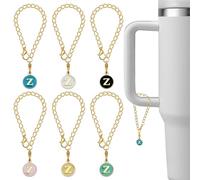 Oubaka Letter Charm Accessories for Stanley Cup,6Pcs Water Bottle Charms ID Initial Letter Charm Personalized Water Cup Handle for Stanley Tumbler Handle Charms(Letter Z,6 Colors)