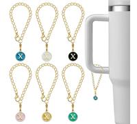 Oubaka Letter Charm Accessories for Stanley Cup,6Pcs Water Bottle Charms ID Initial Letter Charm Personalized Water Cup Handle for Stanley Tumbler Handle Charms(Letter X,6 Color)