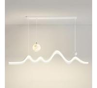 OUBBDVRT Home Decoration Modern Led Lamp Long Strip Linear Chandelier Wave Light 3D Printing Moon Ball Minimalism Green Black Lighting White Ceiling for Dining Table Bedroom/K/Length