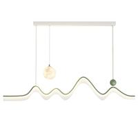 OUBBDVRT Modern LED Pendant Lighting Long Strip Linear Exquisite Home Chandelier Wave Light 3D Printing Moon Ball Minimalism Green Black White Ceiling Hanging Lamp for Dining Table