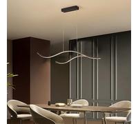 OUBBDVRT Modern Wave LED for Kitchen Island Sink Dimmable Linear Chandelier Gold Black Minimalist Long Strip Ceiling Hanging Lamp Dining Room Table Pool Breakfast Area
