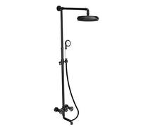 OUBBDVRT Shower System With Hot And Cold Water Matte Black Shower Faucet Set Multifunction Knurled Double Handle Shower Combo Set With Round Shower Head, Handheld Shower, Bathtub Faucet
