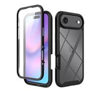 OUBELI Case for iPhone 17 Air Cover Shockproof 360° with Integrated Screen Protector Rugged Dual Silicone TPU Bumper Transparent Full Case Front Back - Black