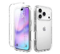 OUBELI Case for iPhone 17 Pro 360° Shockproof Cover with Integrated Screen Protector Rugged Dual Silicone TPU Bumper Transparent Full Case Front Back - Transparent