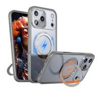 OUBELI Case for iPhone 17 Pro, Magnetic Mobile Phone Case, Compatible with Mag-Safe with 360 Degree Rotation Stand, Military Shockproof Scratch-Resistant Protective Case (Grey)