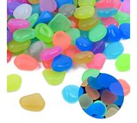 Oubest Glow in The Dark Rocks for Outdoor Landscaping Garden Stones, 0.8 Inch Glow Pebbles Luminous Stones Decorative Rocks for Vases Pathway Walkway Yard Patio Fountain Driveway, 150PCS, Multicolor