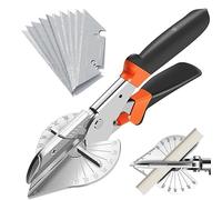 Miter Shear Cutter, Ousinby Gasket Shears Multi Angle Miter Shear Cutter Hand Tools 45°-135° Trunking Scissors Trim Cutter for Cutting PVC PPR PE Pipe,Branch,Wire Including 10 Spare Blade