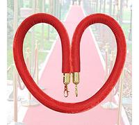 Oubesty Velvet Rope Barrier, Red Twisted Queue Barrier Rope 1.5M Velvet Stanchion Rope Crowd Control Rope With Gold Chrome Plated Hooks For Hotel Restaurant Cinema Public Buildings