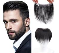 OUBFUUY Hair Men Forehead Hairline Toupee Hd Black Hair for Frontal Hairpiece 100% Human Hair Topper Hairpiece Pu Thin Skin (1.5X16X25Cm)