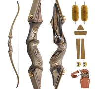 OUBOTER 60 Inch Archery Takedown Recurve Bow 20-60 Lbs Black Hunter Bow with Bamboo Core Limbs Hunting Wood Bow for Right Hand Shooter Target Practice Outdoor Shooting (50LBS)