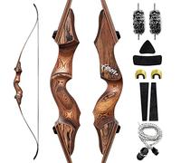 OUBOTER 60 Inch Black Hunter Takedown Recurve Bow 20-60Lbs Right Hand Riser Archery Bow with Stringer Hunting Bow for Adult Beginner Shooting Training (50LBS)