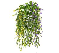 OUBTDK 3Pcs Artificial Hanging Plant Hanging Eucalyptus Plant Faux Hanging Flowers for Wall Bathroom Bedroom Garden Home Wedding Party Hanging Basket Wall Decor （Yellow，Purple，White）