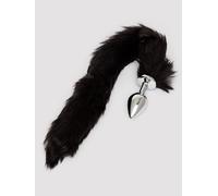 Ouch! Black Faux Fur Fox Tail Metal Butt Plug - Black Black