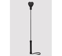 Ouch! Black Faux Leather Heart Riding Crop - Black Black
