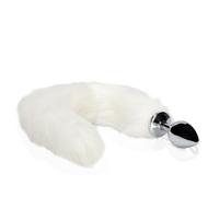Ouch! by Shots - Fox Tail with Metal Butt Plug - White