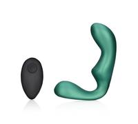 Ouch! by Shots - Pointed Vibrating Prostate Massager with Remote Control - Metallic Green