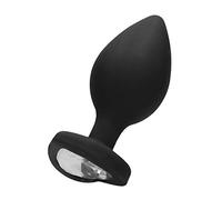 Ouch! by Shots - Silicone Buttplug with Heart Shaped Diamond - Extra Large - Black, OU337BLK