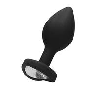 Ouch! by Shots - Silicone Buttplug with Heart Shaped Diamond - Regular - Black