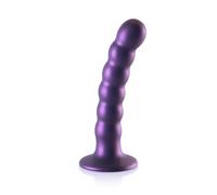 OUCH! Classic Dildo Vaginal Dildo with Suction Cup Beaded G-Spot Dildo 5"/13cm Metallic Purple