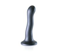 OUCH! Classic Dildo Vaginal Suction Cup Ultra Soft Curvy G-Spot Dildo 7''/17cm Gun Metal