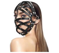 Ouch! - Faux Leather Cage Mask (Black)