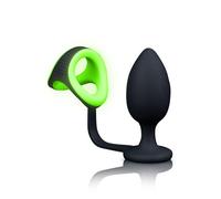 Ouch! Glow in the Dark Butt Plug with Cock Ring and Ball Strap
