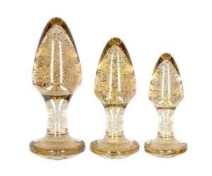 Ouch Golden Glitter Acrylic Butt Plug Set