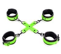 Ouch! Hand & Ankle Cuffs with Hogtie-OU727 Neon Green/Black One Size