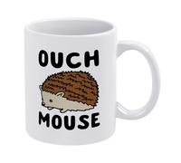 Ouch Mouse Hedgehog Parody Mug, White Ceramic Coffee Cup, Funny Or Novelty Gift