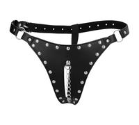 Ouch! - studded chastity thong with chain (black)