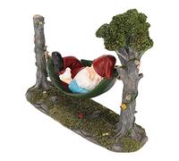 OUCRIY Hammock Swing Dwarf Statue Sleeping Gnome Statue Hanging Statue Funny Miniature Fairy with Long Beard Figurine Lawn Ornament Sculpture Garden Decorative Toy
