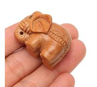 OUCRIY Wooden Elephant Decor Ornament Carved Desktop Elephant Statue Home Car Decor for DIY Necklace Keychain (Brown)
