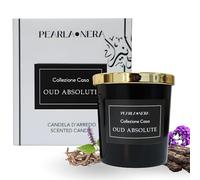 Oud Absolute Scented Soy Candle by Pearla Nera Lasting Fragrance, Relaxing Aromatherapy Candle- Stress Relief Amber Jar, Woody, Amber, and Musk - Scented Candle Infused with Essential Oils