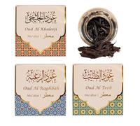 Oud Al Khaleeji, Oud Al Raghbah, Oud Al Teeb Muattar Bakhoor - 3 Jars x 40g Arabic Incense | Use with Dukhni bakhoor burner, electric or charcoal burner | Perfect for namaaz, gatherings or gifting