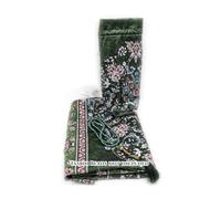 Oud Al Xeyn Velvet Travel Prayer Mat/Rug in a Matching Pouch - Ramadan Essentials Eid Gift - Travel Musalla - Light weight (Green)