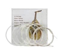 Oud Strings Set Clear Nylon Silver Plated Copper Alloy Replacement Accessory for Oud Lovers 10 11 12 Strings Durable Lightweight (12strings)