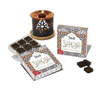 Oud Ya Aini Bakhoor Set عود بخور و مبخرشمعدان by Dukhni | 2 x 9 Piece each & Oriental Bakhoor Burner | Arabic Bakhoor Incense | Earthy Spicy Oud Blend | Perfect for Prayer Time | To Relax & Meditate