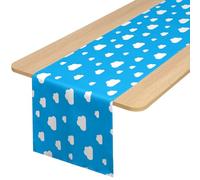 Oudain 1 Pcs Cloud Table Runner 13 X 72 Inch Blue Sky White Cloud Pattern | Oxford Fabric Table Cover for Baby Shower Birthday Party, Sky Theme Rectangle Reusable Tablecloth for Event Decor