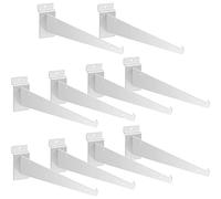 Oudain 12" Slatwall Shelf Bracket with Lip Heavy Duty Slat Wall Brackets Bulk Floating Metal Slatwall Accessories for Shelving Display Garage Kitchen Mounting Supplies(White,10 Pcs)