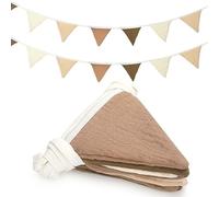 Oudain 17 ft Pennant Banner Flags, 2 Pcs Nursery Garland Triangle Bunting Flag Baby Banner for Nursery Decor Baby Birthday Boho Wedding Shower Party Event, Each 8.5 ft(Khaki Colors)