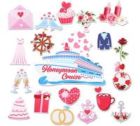 Oudain 19 Pcs Honeymoon Cruise Door Decorations Wedding Cruise Door Magnets Anniversary Sign Wedding Car Ship Magnets for Honeymoon Carnival Party Decor