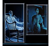 Oudain 2 Pack Halloween Fabric Rear Projection Screen Window Projection Portable White Projector Screen Sheet with Mounting Hardware for Door Projecting Halloween Videos(36 x 80 Inch,40 x 60 Inch)