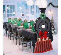 Oudain 2 Pcs Christmas Express Train Decoration Steam Train Table Decoration with Black Tablecloth Vehicle Trip Cardboard Cutout for Xmas Express Railroad Birthday Party School Classroom Decor