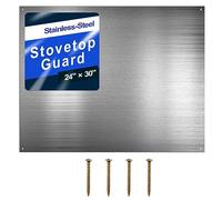 Oudain 24 x 30 Inch Stainless Steel Backsplash Kitchen Reversible Metal Backsplash Behind Stove Metal Sheet Panels with 4 Pre Drilled Holes and Screws for Wall Protector(2 Set)