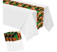 Oudain 3 Pack Camo Tablecloth Camouflage Plastic Disposable Camo Party Tablecover Army Party Decorations for Hunting Military Birthday Supplies, 54" x 108"